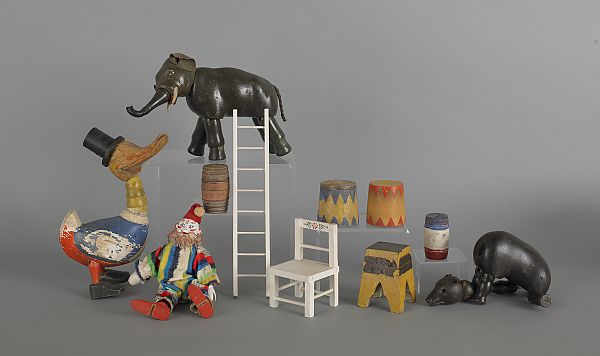 Group of Schoenhut circus animals