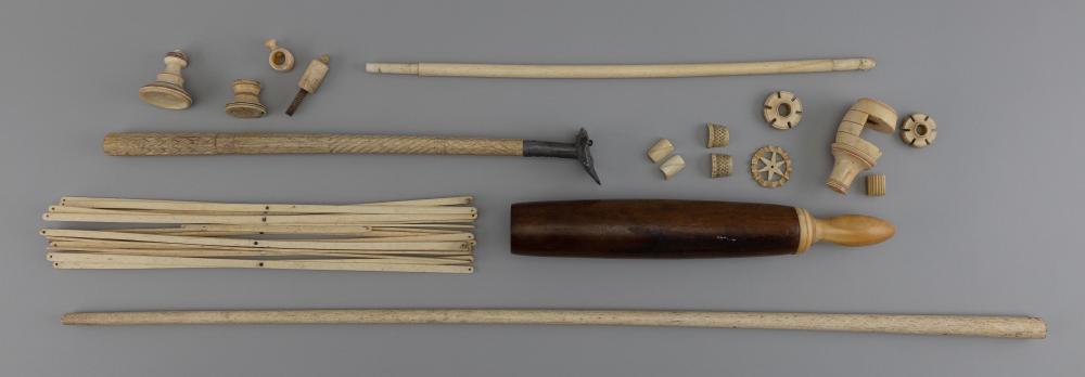 GROUP OF SCRIMSHAW PARTS AND