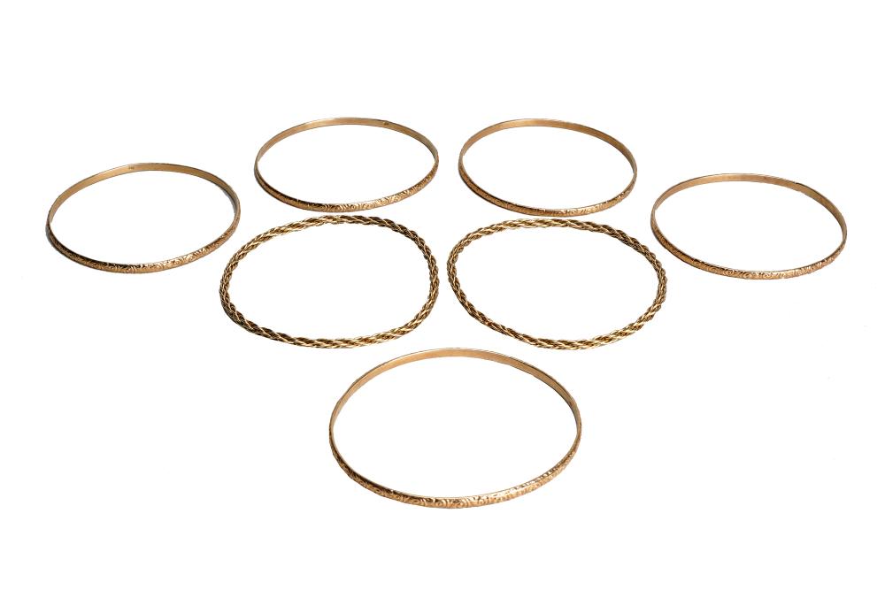 GROUP OF SEVEN 14 KARAT YELLOW GOLD