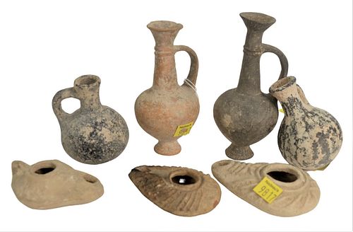 GROUP OF SEVEN ANCIENT CLAY ITEMS