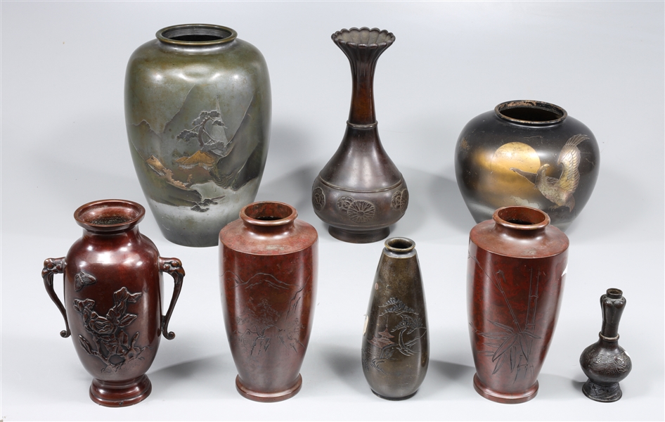 Group of seven antique bronze and