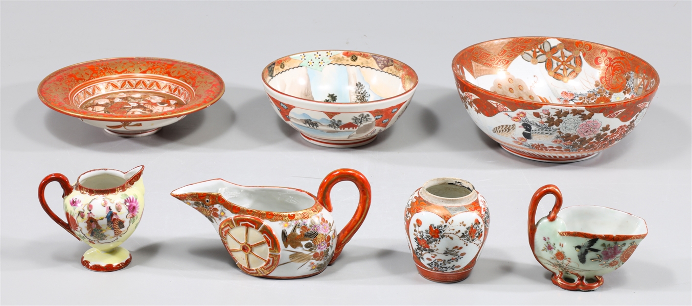 Group of seven antique Japanese red