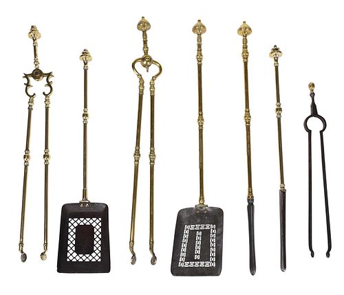 GROUP OF SEVEN ASSORTED BRASS AND