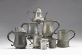 Group of seven assorted pewter