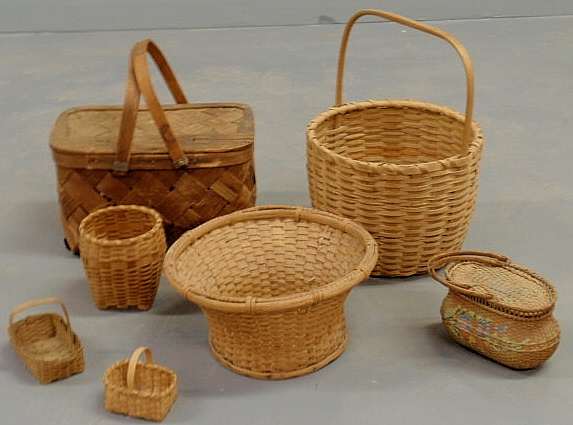 Group of seven baskets largest