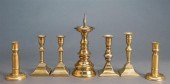 GROUP OF SEVEN BRASS CANDLESTI