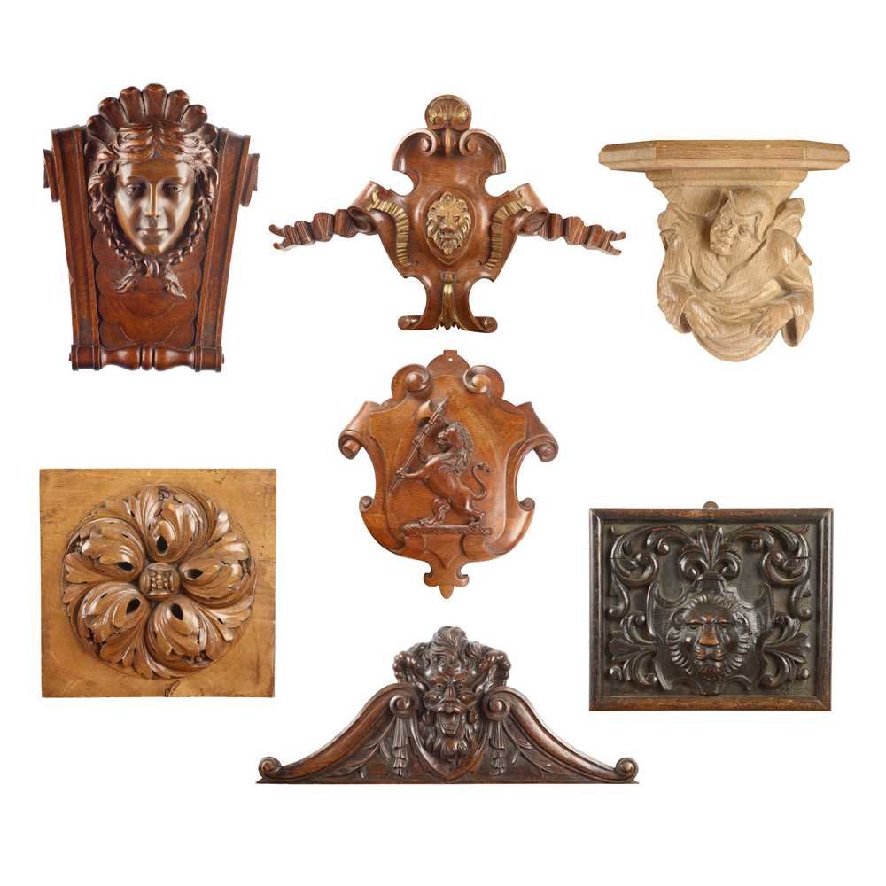 GROUP OF SEVEN CARVED ARCHITECTURAL
