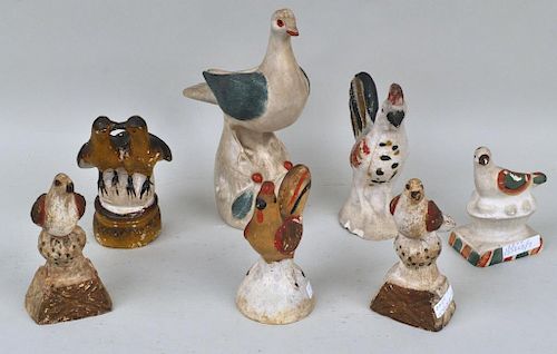GROUP OF SEVEN CHALKWARE FIGURES OF