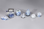 Group of seven Chinese blue an