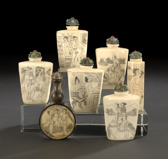Group of Seven Chinese Erotic Snuff