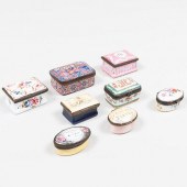 GROUP OF SEVEN ENAMEL SNUFF BO