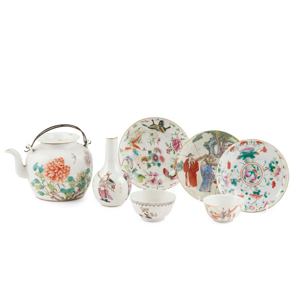 GROUP OF SEVEN FAMILLE ROSE WARES
