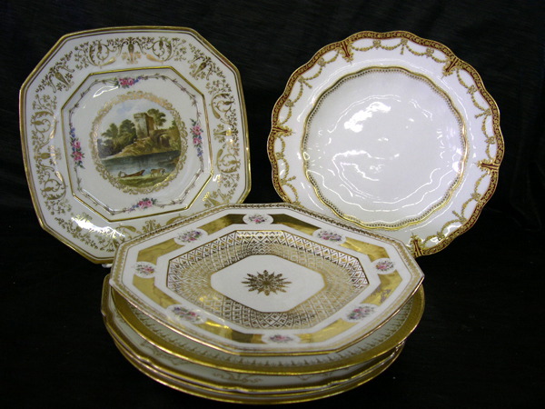 Group of Seven Gold-Trimmed Plates,