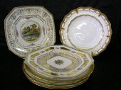 Group of Seven Gold-Trimmed Pl