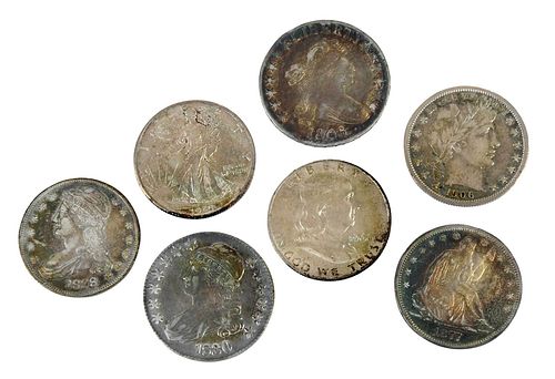 GROUP OF SEVEN HALF DOLLARS,