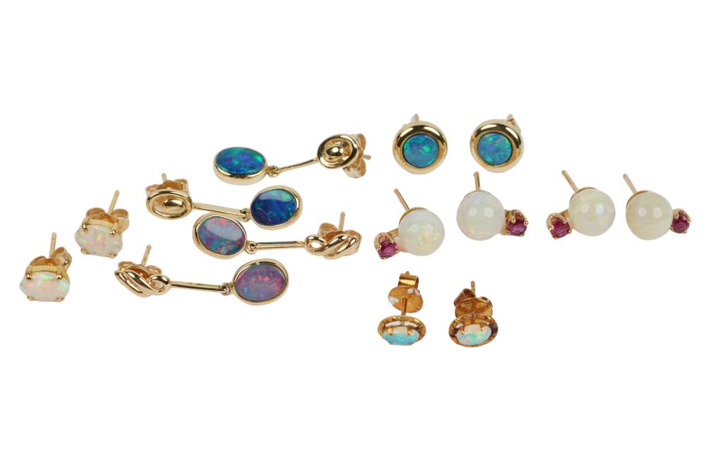 GROUP OF SEVEN PAIRS OF 14 KARAT