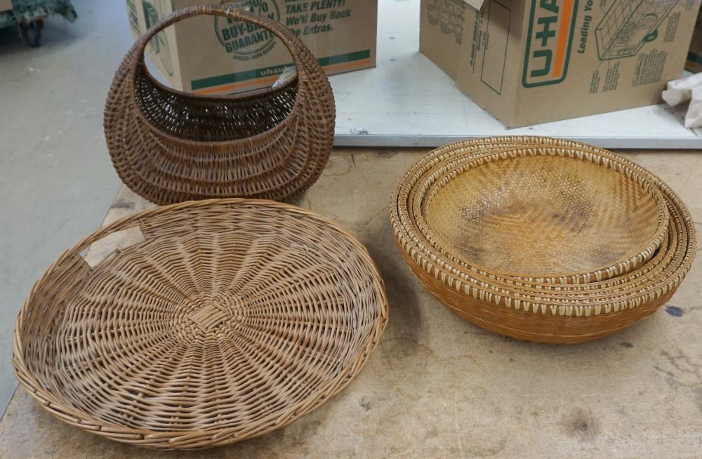 GROUP OF SEVEN WOVEN WICKER AND