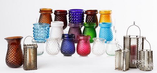 GROUP OF SEVENTEEN GLASS CANDLE