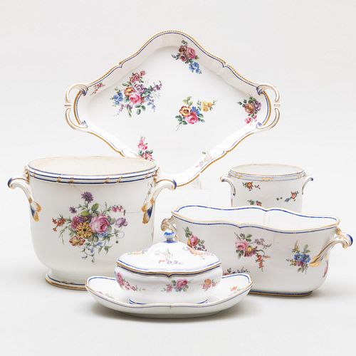 GROUP OF SEVRES COBALT AND FLOWER