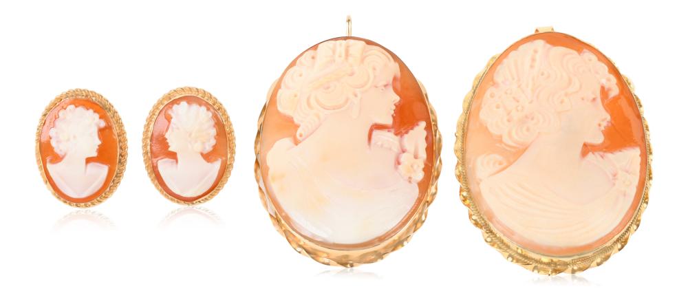 GROUP OF SHELL CAMEO AND YELLOW