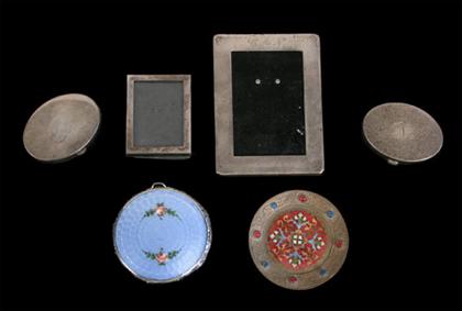 Group of silver and enamel vanity