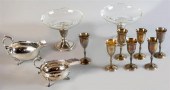 GROUP OF SILVER AND GLASS TABL