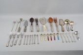 GROUP OF SILVER AND PLATED FLA