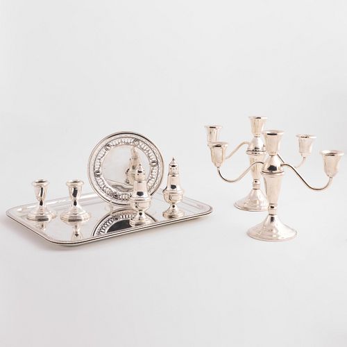 GROUP OF SILVER AND SILVER PLATE