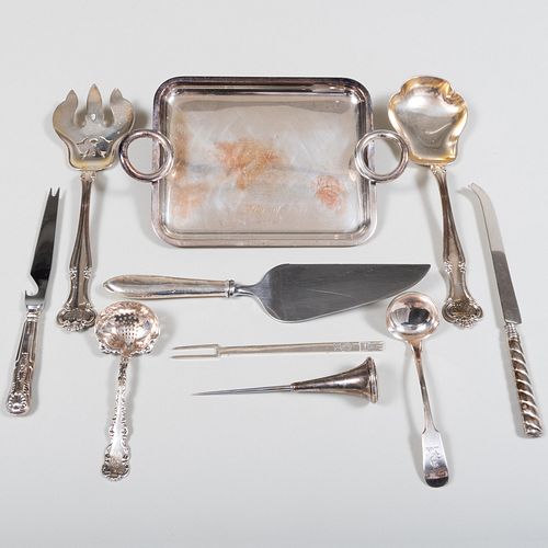 GROUP OF SILVER AND SILVER PLATE