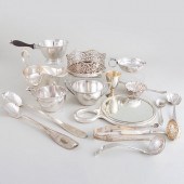 GROUP OF SILVER AND SILVER PLA