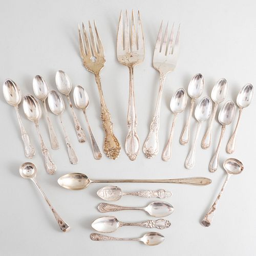 GROUP OF SILVER AND SILVER PLATE