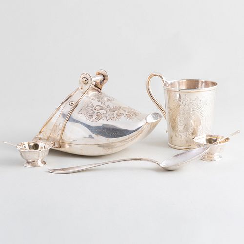 GROUP OF SILVER AND SILVER PLATE