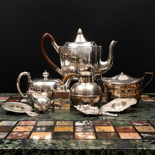 GROUP OF SILVER AND SILVER PLATE
