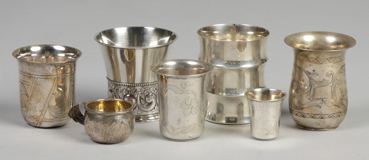 Group of silver beakers etc. 319.
