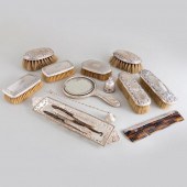GROUP OF SILVER BRUSHES AND TO