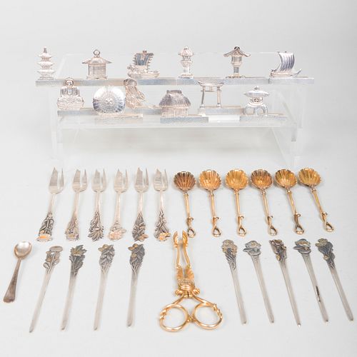 GROUP OF SILVER CHINOISERIE TABLE