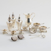 GROUP OF SILVER CONDIMENT AND
