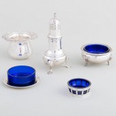 GROUP OF SILVER CONDIMENT WARE