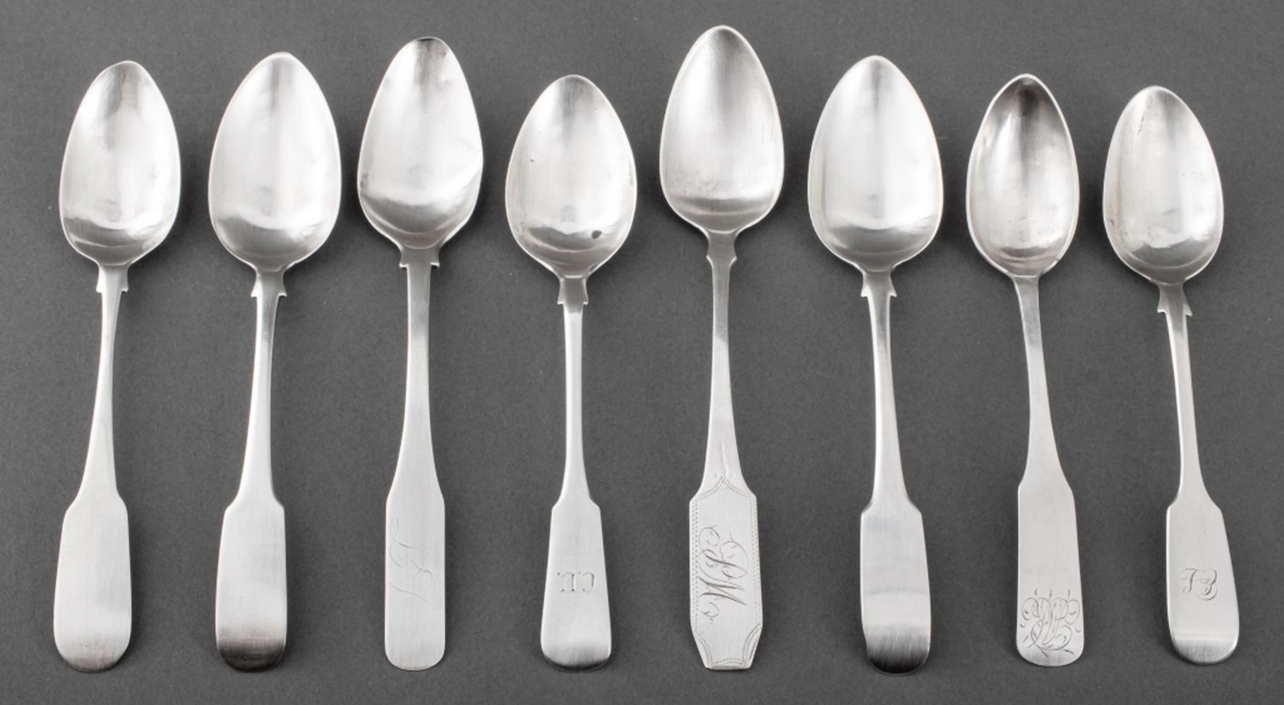 GROUP OF SILVER FIDDLE BACK TEA