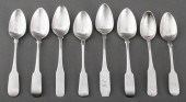 GROUP OF SILVER FIDDLE BACK TE