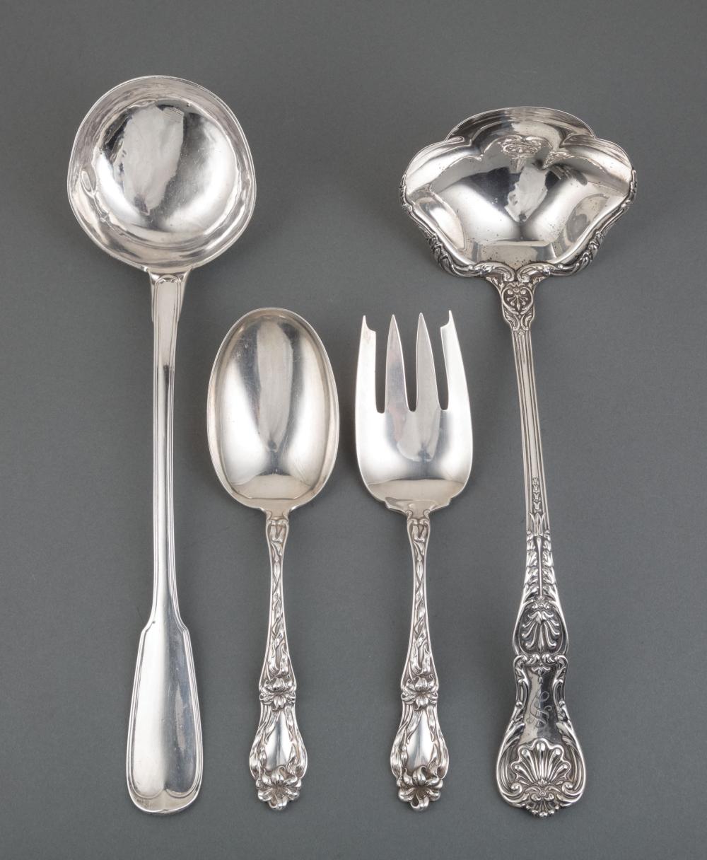 GROUP OF SILVER FLATWARE SERVING