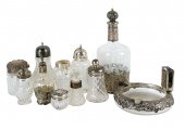 GROUP OF SILVER & GLASS TABLE