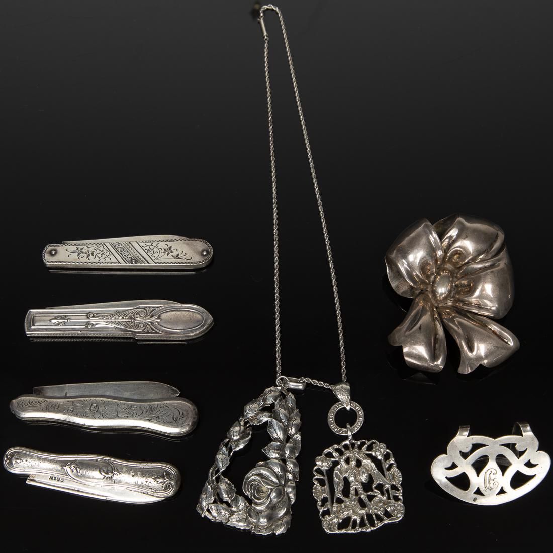 GROUP OF SILVER JEWELRY AND 4