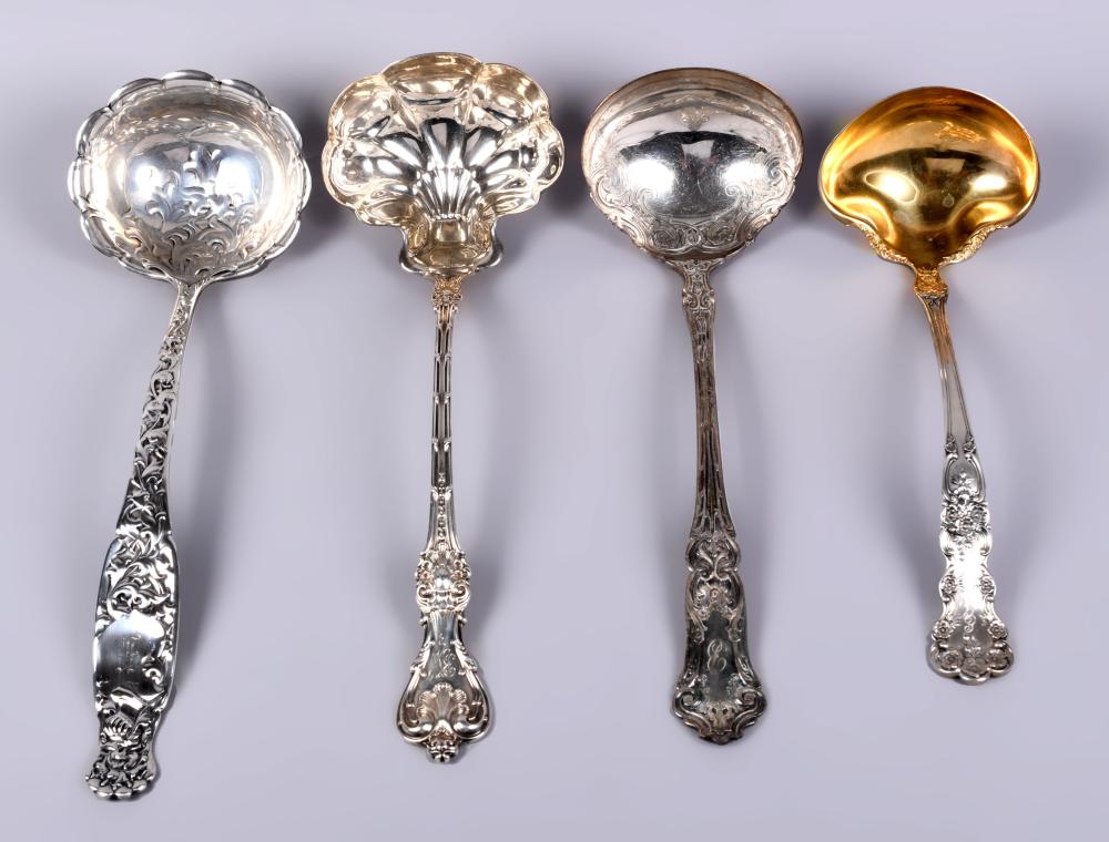 GROUP OF SILVER LADLES BY GORHAM