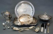 GROUP OF SILVER PLATE TRAYS, T