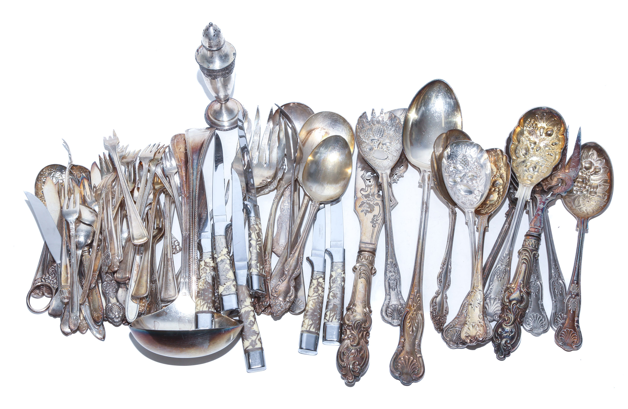 GROUP OF SILVER PLATED FLATWARE &