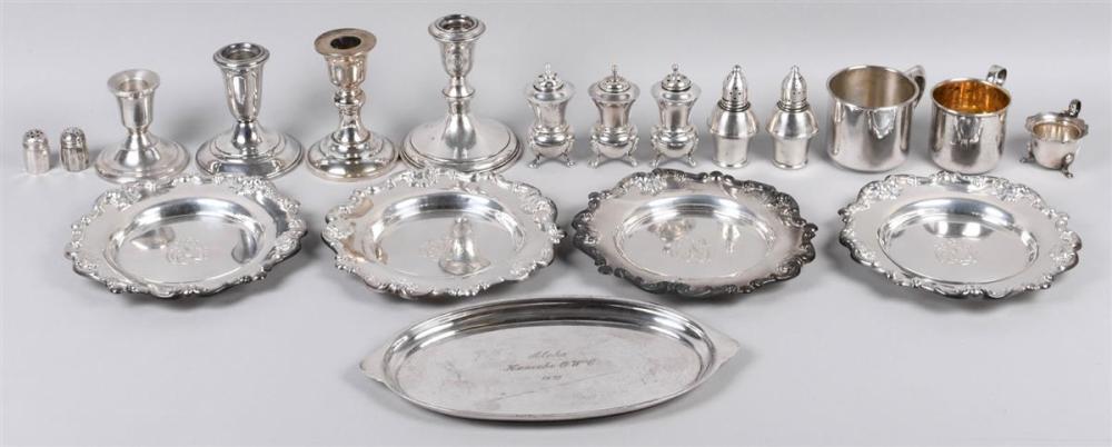 GROUP OF SILVER TABLE ITEMSGROUP OF