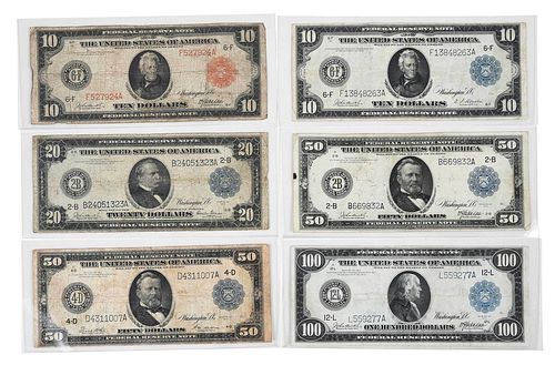 GROUP OF SIX 1914 FEDERAL RESERVE