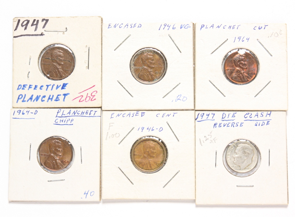 GROUP OF SIX AMERICAN ERROR COINS