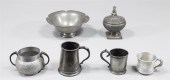 Group of six antique pewter an